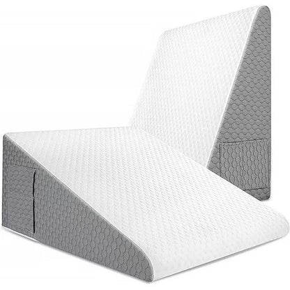Memory Foam Wedge Pillow with Triangular Shape and Removable Cover for Upper Body Elevation