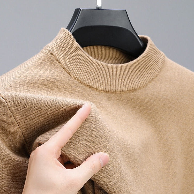 Wool Crew Neck Sweater with Ribbed Hem and Cuffs