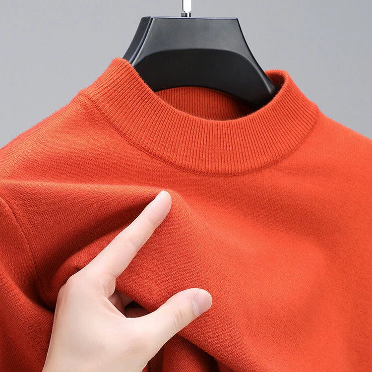 Wool Crew Neck Sweater with Ribbed Hem and Cuffs