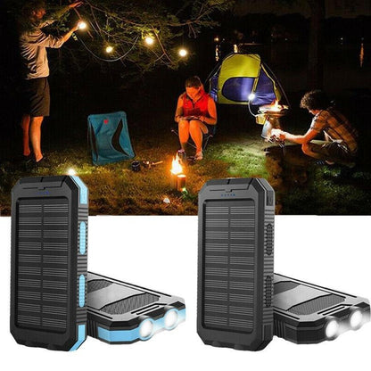 Solar Power Bank 500000mAh with Dual USB Ports and LED Flashlight, IP44 Splash Protection