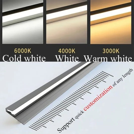 Angled LED Under Cabinet Lighting Bar with Sensor Switch and Trimmable Design