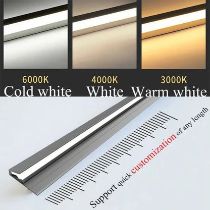 Angled LED Under Cabinet Lighting Bar with Sensor Switch and Trimmable Design