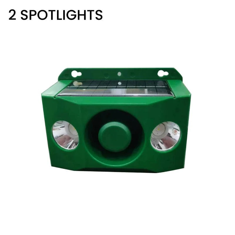 Solar Animal Deterrent with Dual Spotlight and Alarm Sound for Gardens