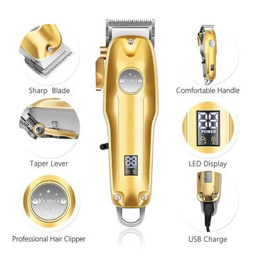Rechargeable Hair Clipper with Ceramic Blades and Outliner Trimmer, Foil Shaver Included