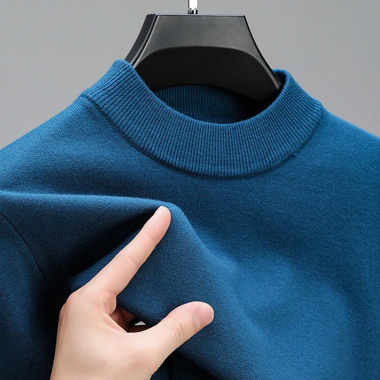Wool Crew Neck Sweater with Ribbed Hem and Cuffs