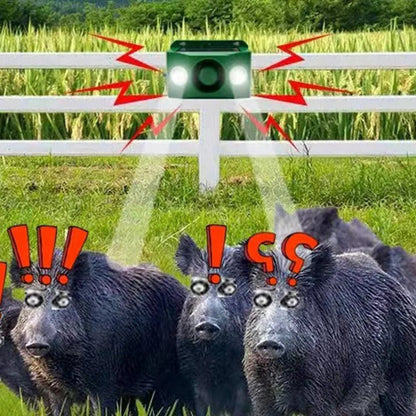 Solar Animal Deterrent with Dual Spotlight and Alarm Sound for Gardens
