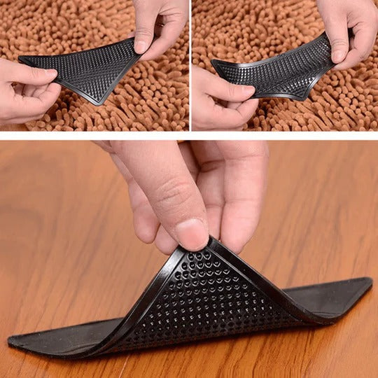 Rug Corner Gripper Pads with Self-Adhesive Backing and Residue-Free Removal
