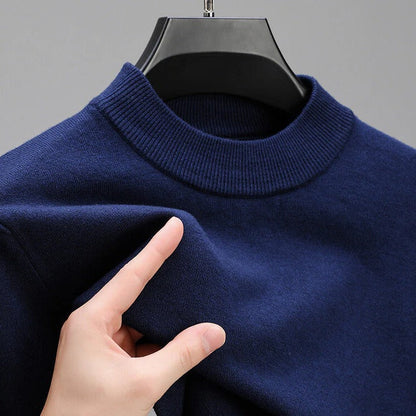 Wool Crew Neck Sweater with Ribbed Hem and Cuffs