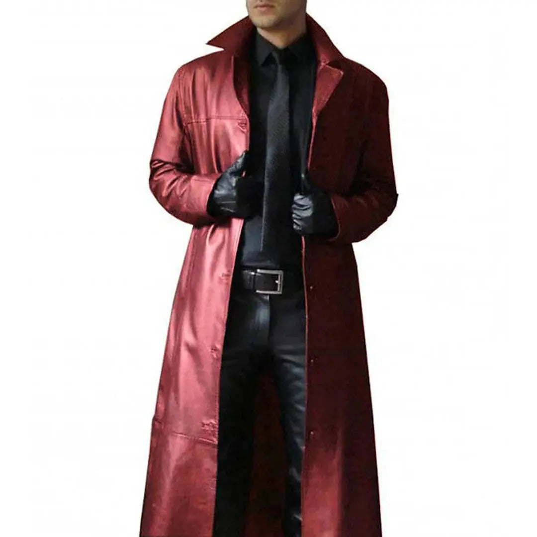 Men's Leather Coat with Supple Full-Grain Leather and Front Zipper, Four Pockets All Vera Mart