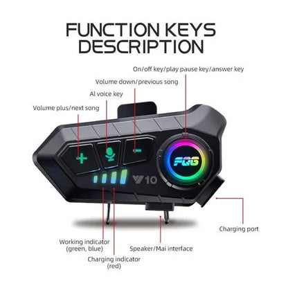 Helmet Headset with Wireless Audio and Voice Control for Motorcycle Riding