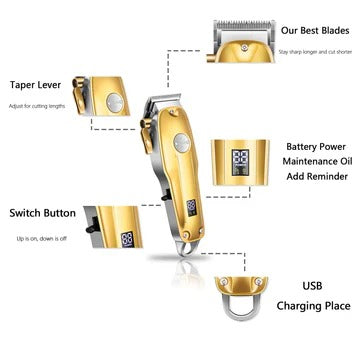 Rechargeable Hair Clipper with Ceramic Blades and Outliner Trimmer, Foil Shaver Included