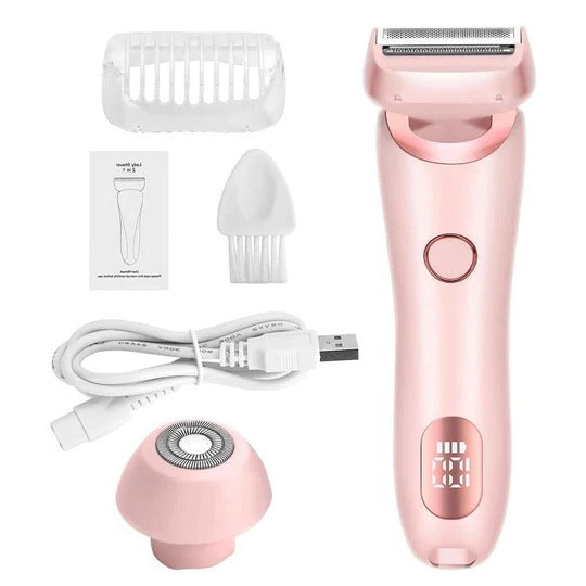 Cordless Electric Shaver with Dual Head and Three Layer Floating Blades for Women