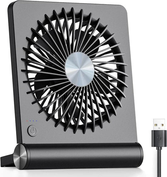 Compact Desk Fan with 220 Degree Tilt and Three Speed Settings, USB Powered