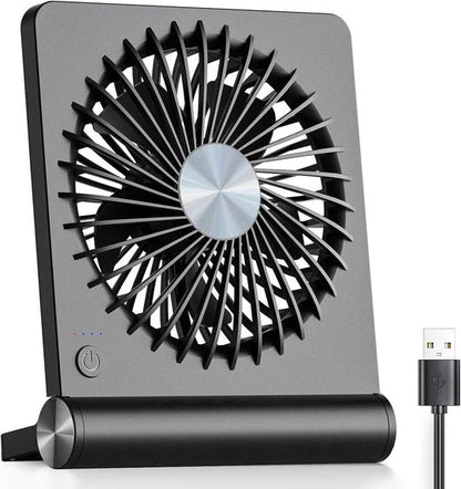 Compact Desk Fan with 220 Degree Tilt and Three Speed Settings, USB Powered