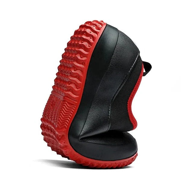 Slip-On Work Shoes with Water-Blocking Exterior and Non-Slip Tread