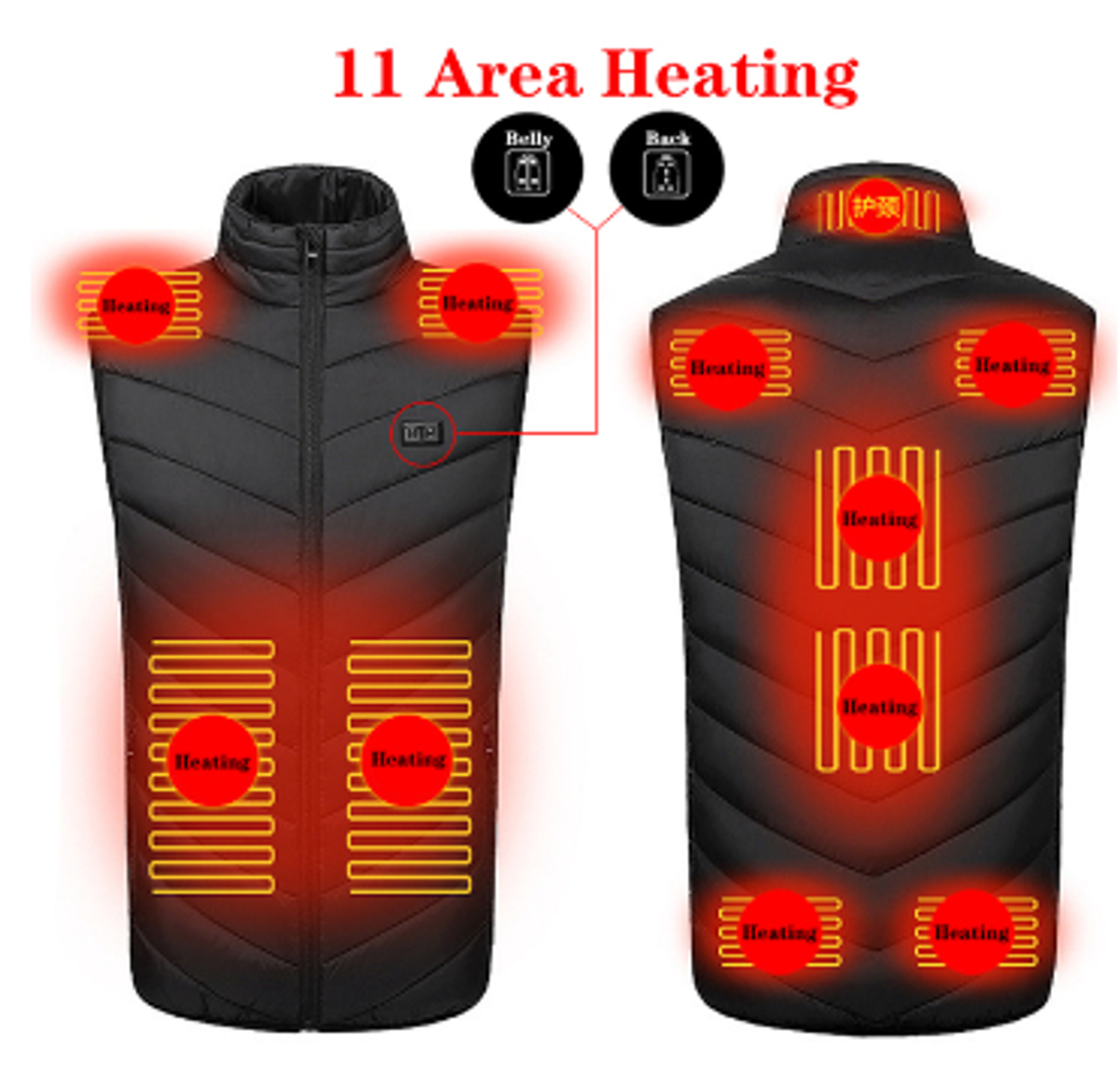 Thermal Heated Vest with Three Carbon Fiber Zones and 12 Hour Runtime for Cold Weather