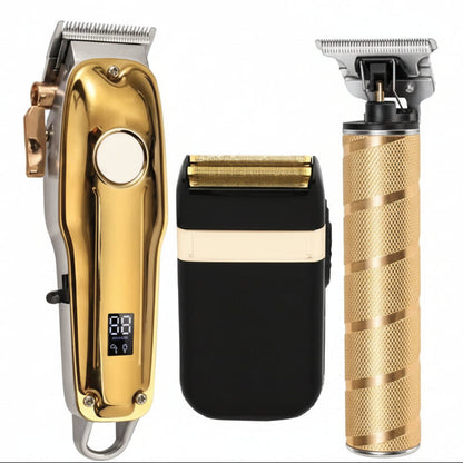 Rechargeable Hair Clipper with Ceramic Blades and Outliner Trimmer, Foil Shaver Included