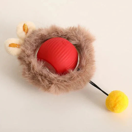 Rolling Ball Toy with Motion Activation and Soft Tail for Dogs