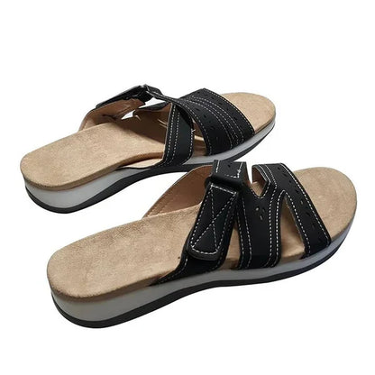 Women's Open Toe Sandals with Contoured Footbed and Adjustable Straps