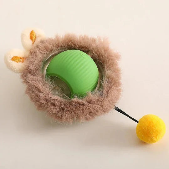 Rolling Ball Toy with Motion Activation and Soft Tail for Dogs