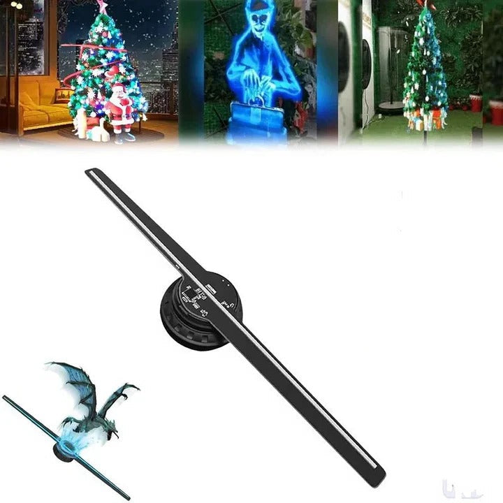 3D Hologram Fan with LED Projector and Adjustable Brightness, Hanging Mount