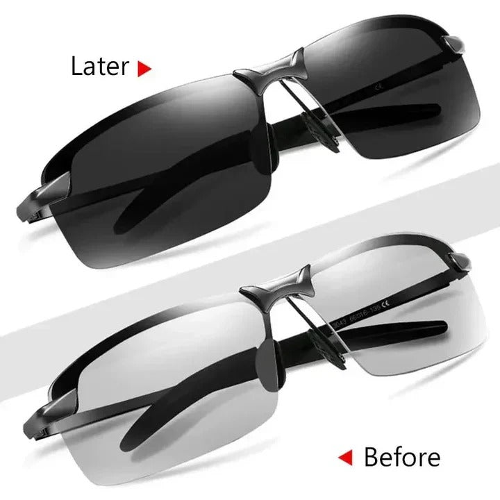 Photochromic Polarized Sunglasses with UV400 Protection and Auto-Tinting Lenses