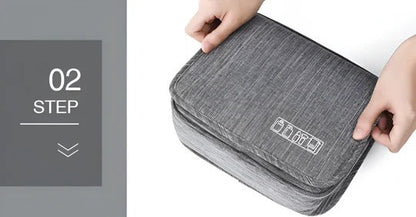 Toiletry Organizer Bag with Hanging Hook and Multiple Zippered Compartments, Foldable Design