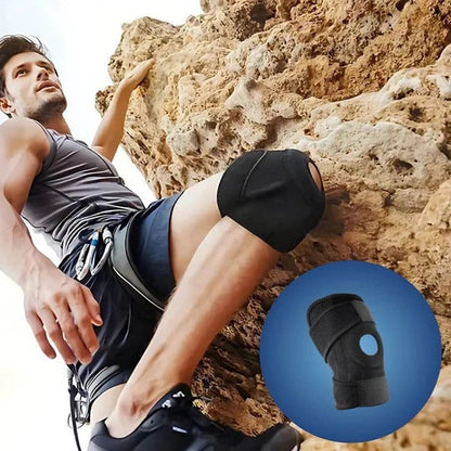 Knee Support Brace with Dual Side Stabilizers and Adjustable Compression Straps