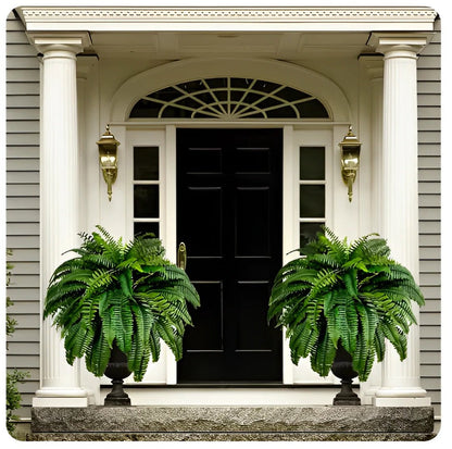 Artificial Boston Fern with 18 Branches and Weather Resistant Polyethylene, 27.5in Wide