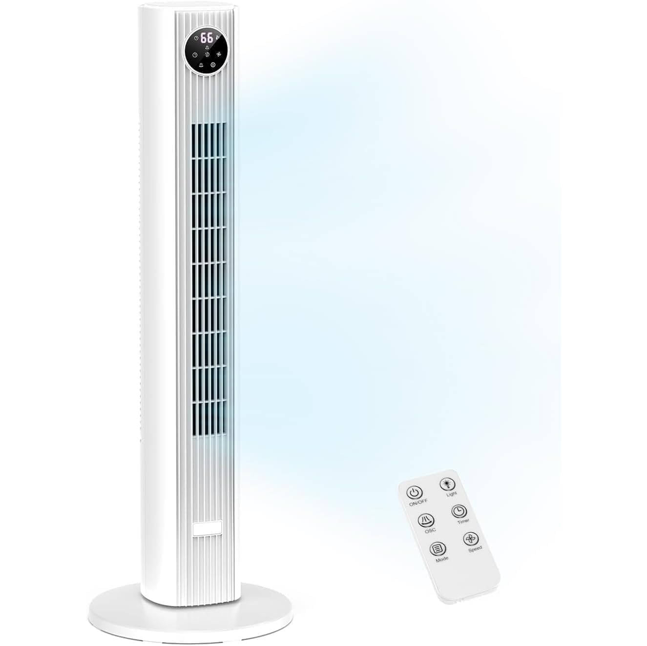 Oscillating Tower Fan with 90 Degree Sweep and Remote Control, 35 Inch Height