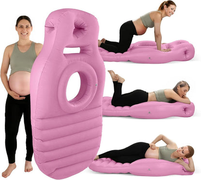 Inflatable Pregnancy Pillow with Center Belly Opening and Dual Air Chambers, 65 Inch