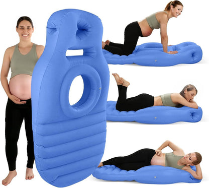 Inflatable Pregnancy Pillow with Center Belly Opening and Dual Air Chambers, 65 Inch