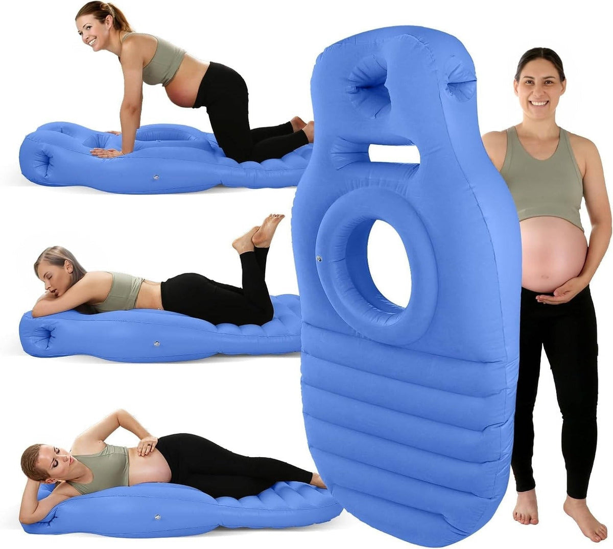 Inflatable Pregnancy Pillow with Belly Cutout and Adjustable Leg Support, 65in