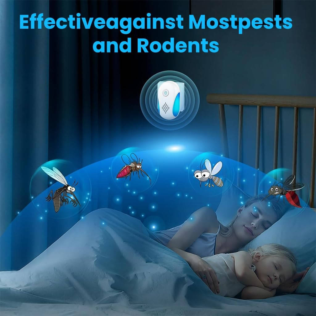Ultrasonic Pest Repeller with Dual Mode and Nightlight, 6 Pack for Indoor Use