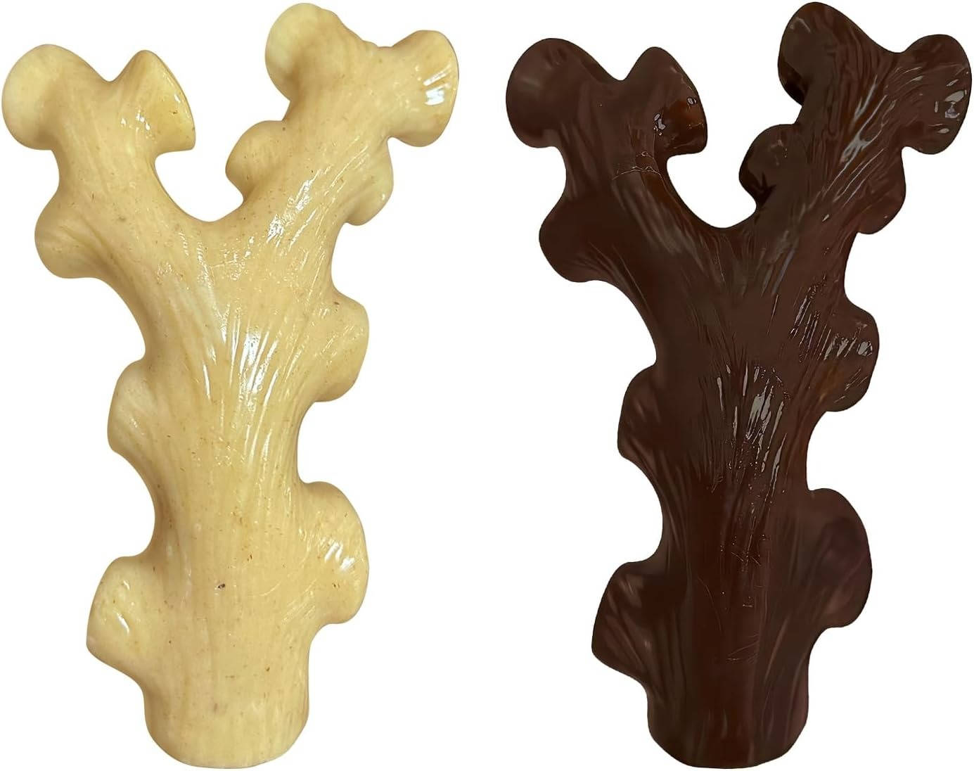Nylon Dog Chew Toys with Tree Fork Design and Bacon Maple Scent, 2 Pack Medium Large