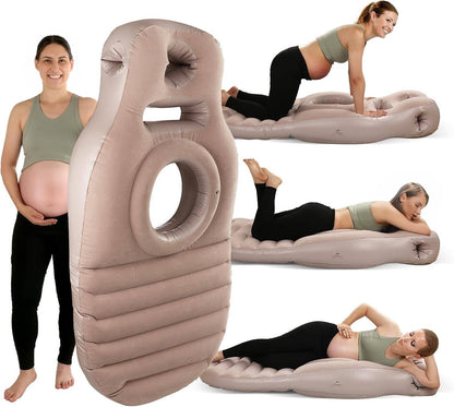 Inflatable Pregnancy Pillow with Center Belly Opening and Dual Air Chambers, 65 Inch