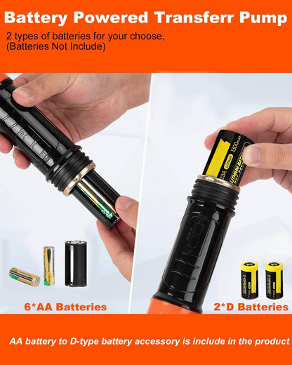Battery Operated Liquid Transfer Pump with Extended Tubes and Multi-Fluid Compatibility