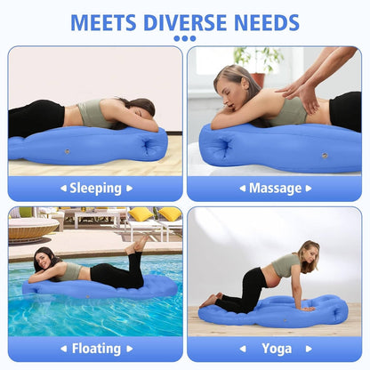 Inflatable Pregnancy Pillow with Center Belly Opening and Dual Air Chambers, 65 Inch
