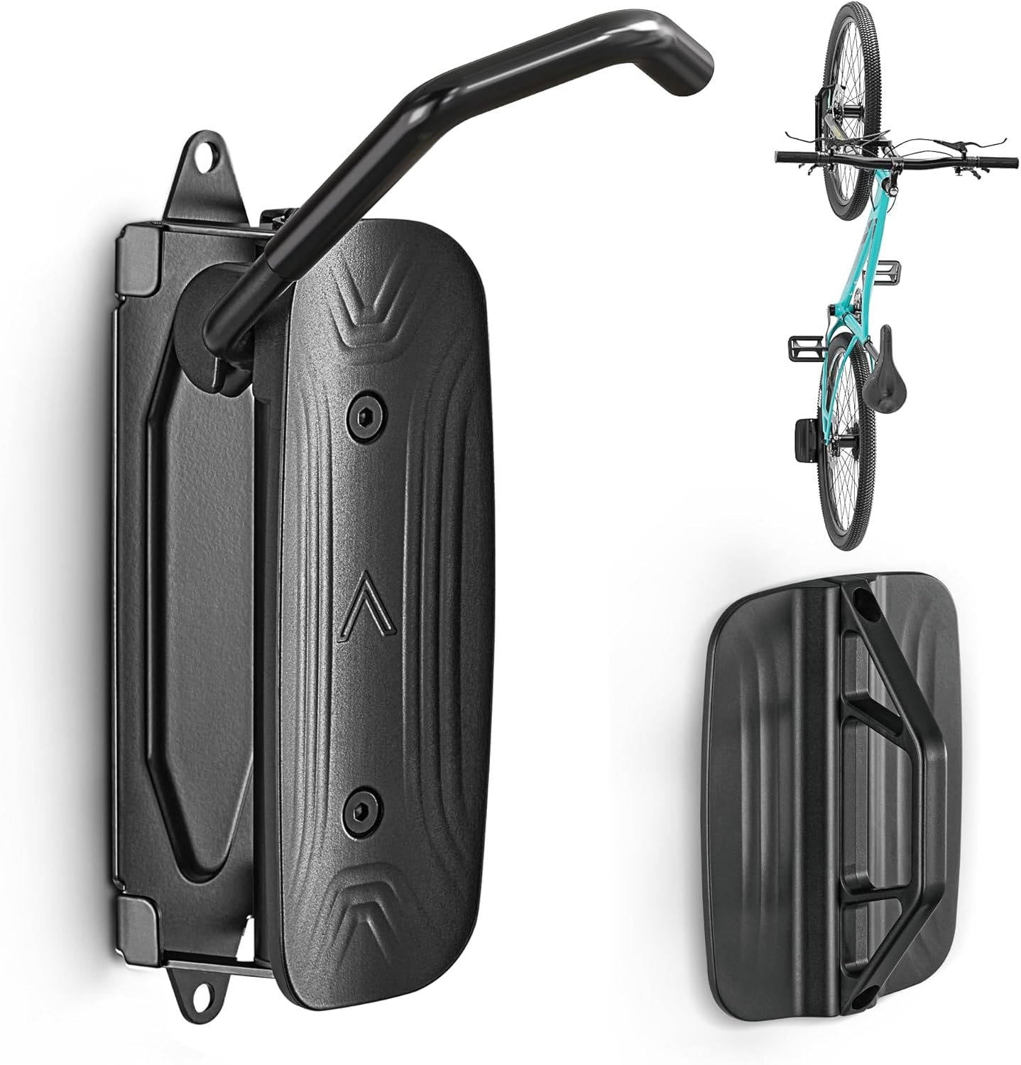 Vertical Bike Wall Mount with 150 Degree Swivel and Rubber Coated Hook, 66lbs Capacity
