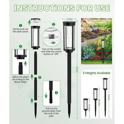 Solar Pathway Light with Monocrystalline Panel and Dusk Sensor, Pattern Projection Shade