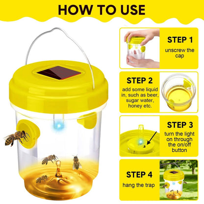 Solar Wasp and Bee Trap with UV Light and Dual Entry Tunnels, Pack of 6