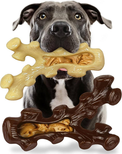 Nylon Dog Chew Toys with Tree Fork Design and Bacon Maple Scent, 2 Pack Medium Large