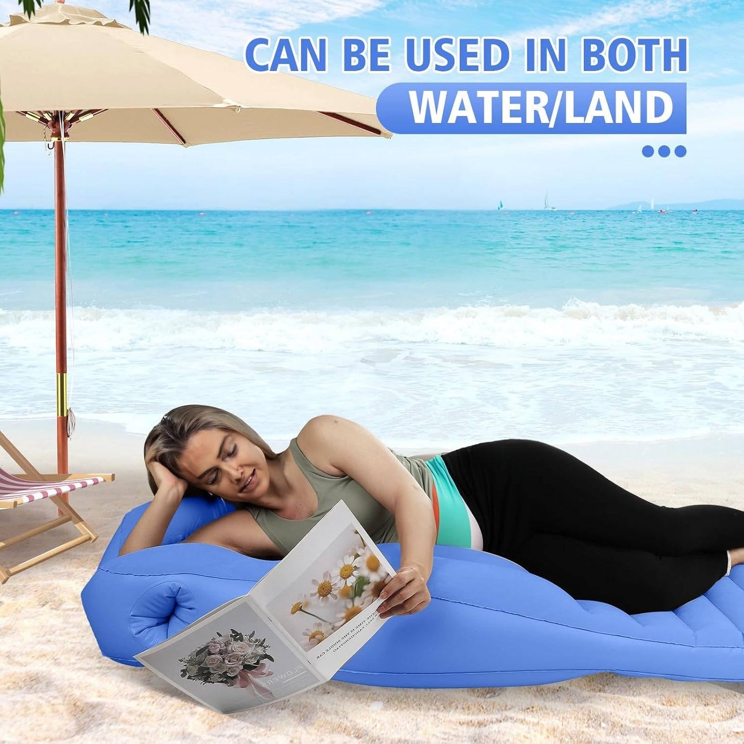 Inflatable Pregnancy Pillow with Center Belly Opening and Dual Air Chambers, 65 Inch