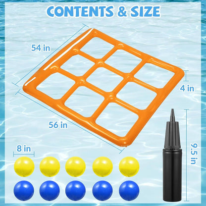 Floating Tic Tac Toe Game with 10 Inflatable Balls and Manual Pump