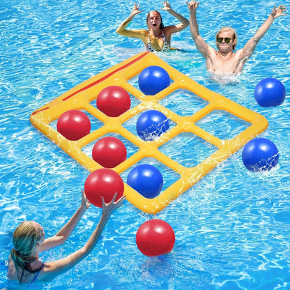 Floating Tic Tac Toe Game with 10 Inflatable Balls and Manual Pump