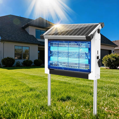 Solar Mosquito Zapper with Dual LED Bulbs and 4500 Volt Electric Grid for 3500 Sq.ft