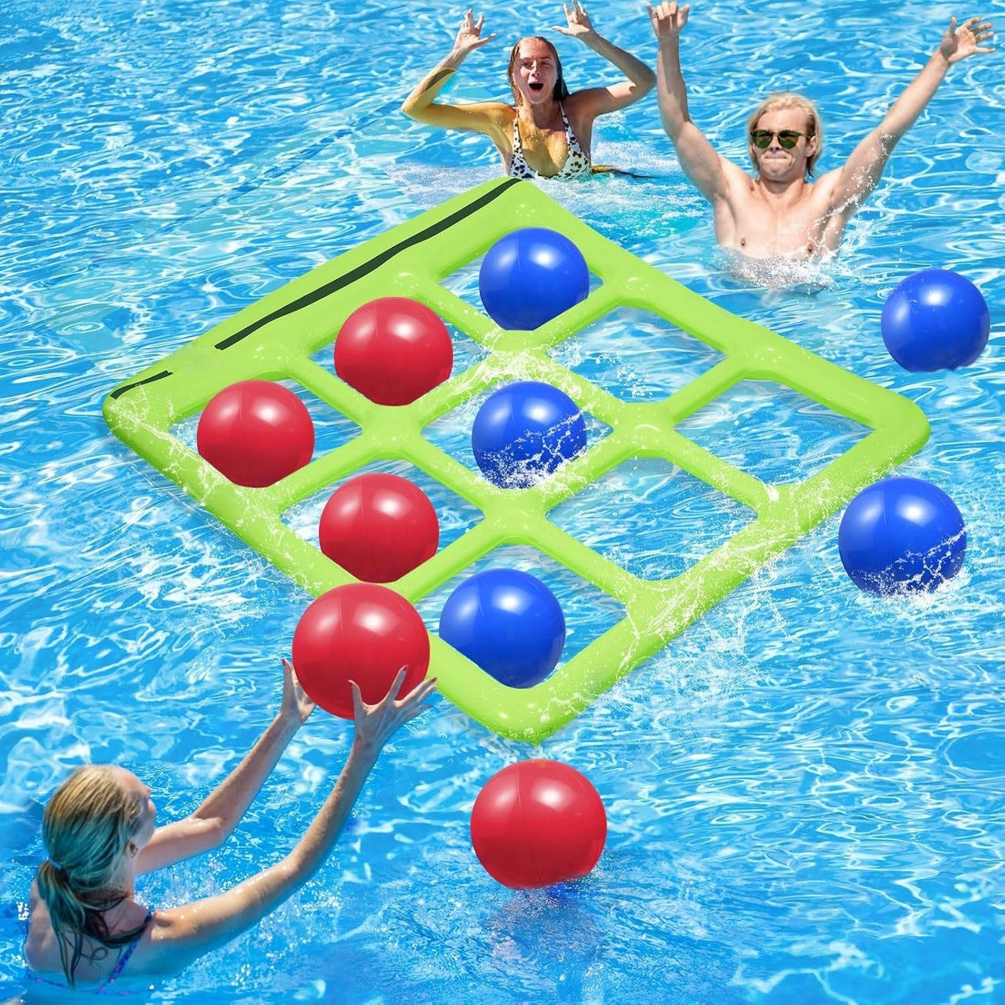 Floating Tic Tac Toe Game with 10 Inflatable Balls and Manual Pump