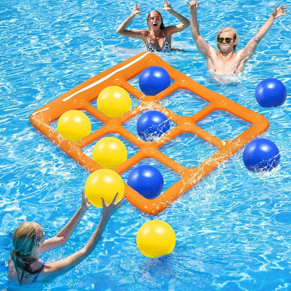 Floating Tic Tac Toe Game with 10 Inflatable Balls and Manual Pump