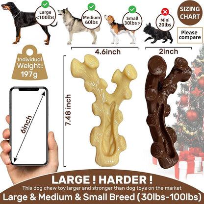 Nylon Dog Chew Toys with Tree Fork Design and Bacon Maple Scent, 2 Pack Medium Large