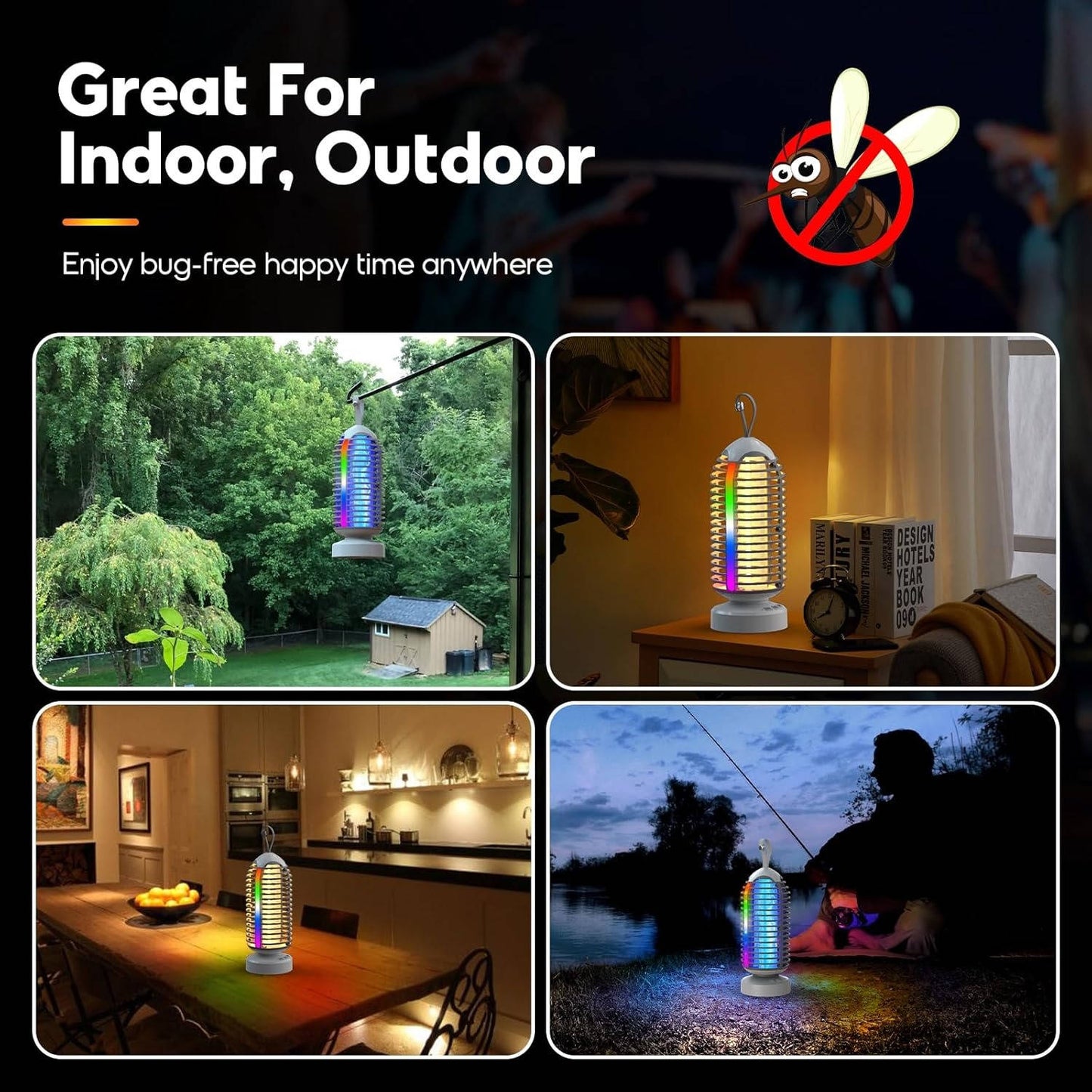 Electric Mosquito Zapper with Color Changing Marquee Light and Automatic Dusk Activation